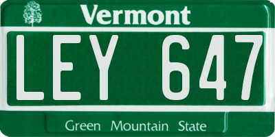 VT license plate LEY647