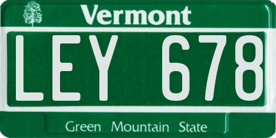 VT license plate LEY678