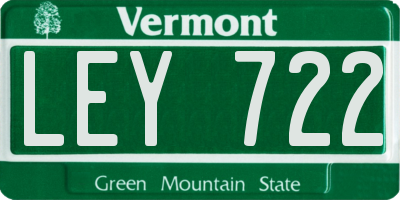 VT license plate LEY722