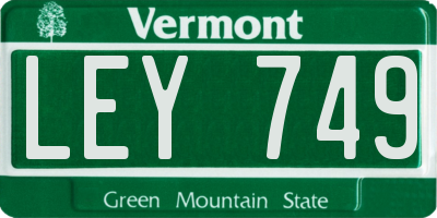 VT license plate LEY749