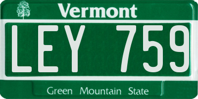 VT license plate LEY759