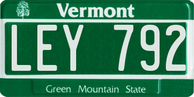 VT license plate LEY792