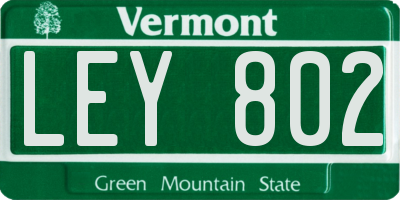 VT license plate LEY802