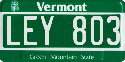 VT license plate LEY803