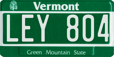 VT license plate LEY804