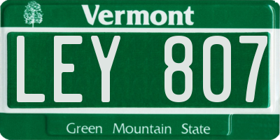 VT license plate LEY807
