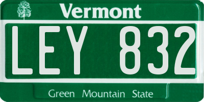 VT license plate LEY832