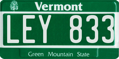 VT license plate LEY833