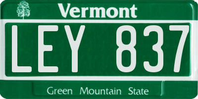 VT license plate LEY837