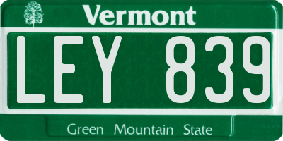 VT license plate LEY839