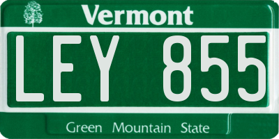 VT license plate LEY855