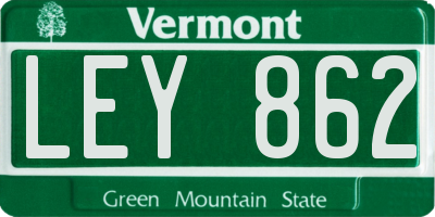 VT license plate LEY862