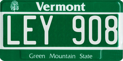 VT license plate LEY908
