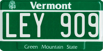 VT license plate LEY909