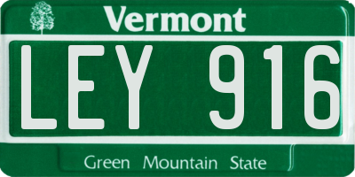 VT license plate LEY916
