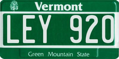 VT license plate LEY920