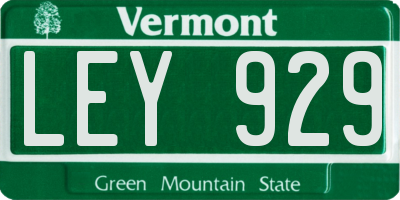 VT license plate LEY929