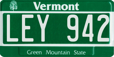 VT license plate LEY942