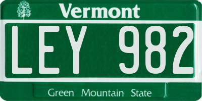 VT license plate LEY982