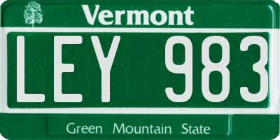 VT license plate LEY983