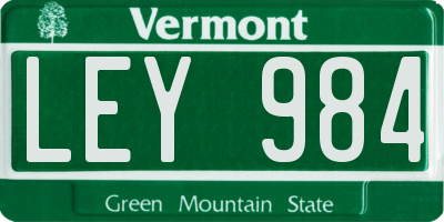 VT license plate LEY984