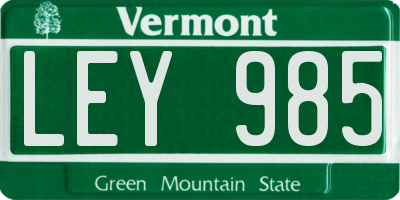 VT license plate LEY985