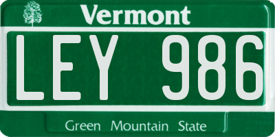 VT license plate LEY986