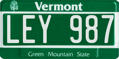 VT license plate LEY987
