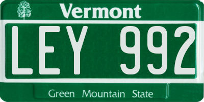 VT license plate LEY992