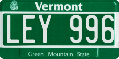 VT license plate LEY996