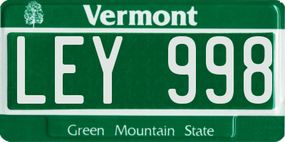 VT license plate LEY998