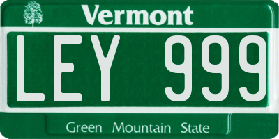 VT license plate LEY999