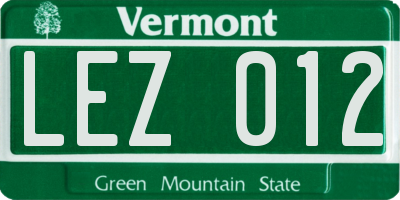 VT license plate LEZ012