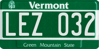 VT license plate LEZ032