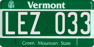 VT license plate LEZ033