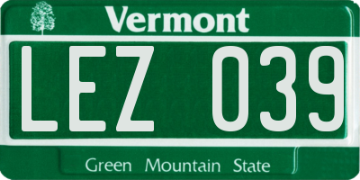 VT license plate LEZ039