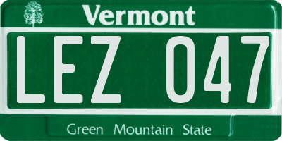 VT license plate LEZ047