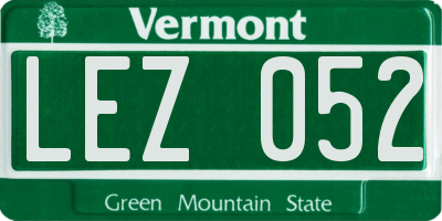 VT license plate LEZ052