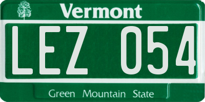 VT license plate LEZ054