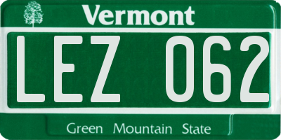VT license plate LEZ062