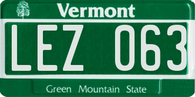 VT license plate LEZ063