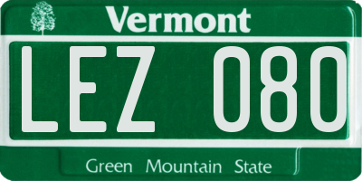 VT license plate LEZ080