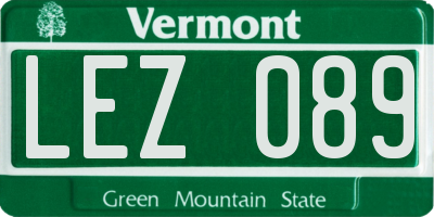 VT license plate LEZ089