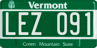 VT license plate LEZ091