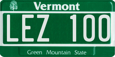 VT license plate LEZ100