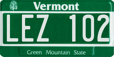 VT license plate LEZ102