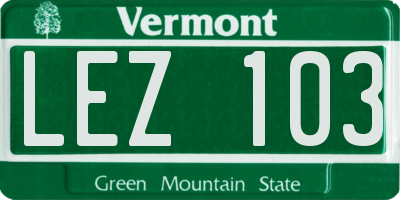 VT license plate LEZ103