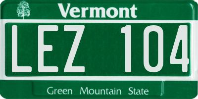 VT license plate LEZ104