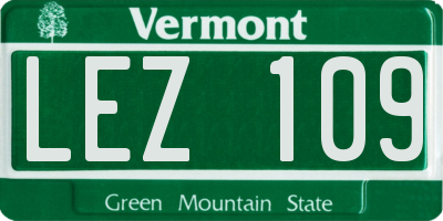 VT license plate LEZ109
