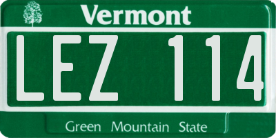 VT license plate LEZ114